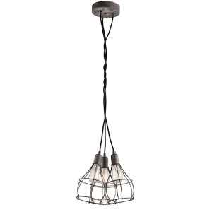 Kichler Industrial Cage Pendant 3Lt Weathered Zinc 43600Wzc - All