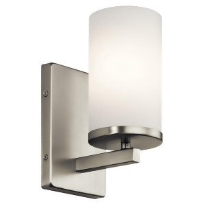 Kichler Crosby Wall Sconce 1Lt Brushed Nickel Satin Etched Opal 45495Ni - All