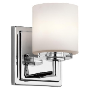 Kichler O Hara Wall Sconce 1Lt Halogen Chrome Satin Etched Opal 45500Ch - All