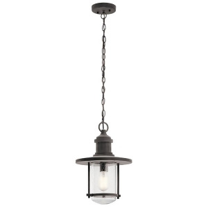 Kichler Riverwood Outdoor Pendant 1Lt Weathered Zinc Clear Seeded 49196Wzc - All