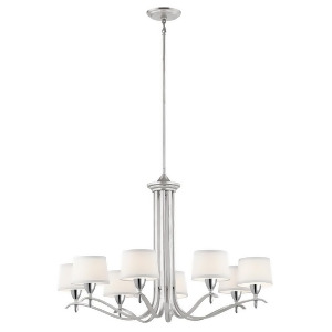 Kichler Cordova Chandelier 8Lt Silver Leaf White Fabric Etched 43836Sil - All