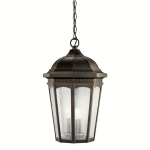 Kichler Courtyard Outdoor Pendant 3Lt Rubbed Bronze Clear Seeded 9539Rz - All