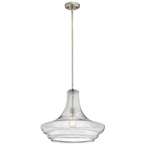 Kichler Everly Pendant 1Lt 19x15.5 Brushed Nickel Clear Seeded 42329Nics - All