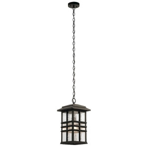 Kichler Beacon Square Outdoor Pendant 1Lt Olde Bronze Clear Hammered 49833Oz - All