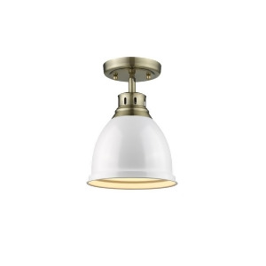 Golden Duncan 1 Light Flush Mount Aged Brass White Shade 3602-Fmab-wh - All
