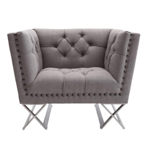 Armen Living Odyssey Sofa Chair Steel/Grey Tweed/Black Nail Heads Lcod1gr - All
