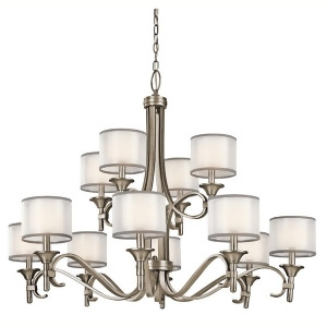 Kichler Lacey Chandelier 12Lt Antq Pewter Wht Organaza Etch Wht 42383Ap - All