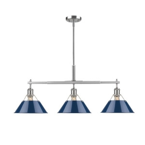Golden Lighting Orwell Linear Pendant Pewter Navy Blue Shade 3306-Lppw-nvy - All