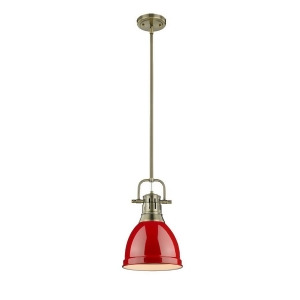Golden Duncan 1 Lt Small Pendant with Rod Aged Brass Red Shade 3604-Sab-rd - All