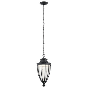 Kichler Wakefield Outdoor Pendant 1Lt Led Text Black Clear 49759Bktled - All
