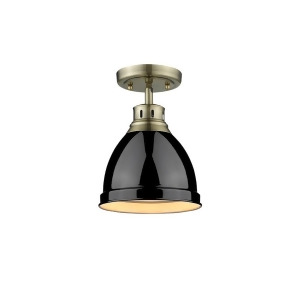 Golden Duncan 1 Light Flush Mount Aged Brass Black Shade 3602-Fmab-bk - All