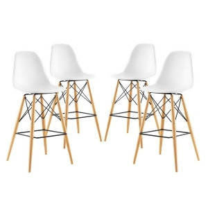 Modway Pyramid Dining Side Bar Stool Set of 4 White Eei-2423-whi-set - All