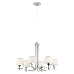 Kichler Cordova Chandelier 6Lt Silver Leaf White Fabric Etched 43835Sil - All