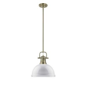 Golden Duncan 1 Light Pendant with Rod Aged Brass White Shade 3604-Lab-wh - All