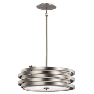 Kichler Roswell Pendant 3Lt Brushed Nickel White Satin Etched 43301Ni - All