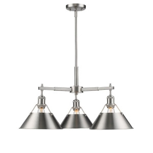 Golden Orwell 3 Light Nook Chandelier Pewter Pewter Shade 3306-D3pw-pw - All