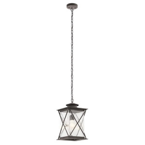Kichler Argyle Outdoor Pendant 1Lt Weathered Zinc Clear Seeded 49747Wzc - All