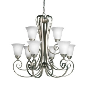 Kichler Willowmore Chandelier 9Lt Brushed Nickel Satin Etched Glass 1828Ni - All