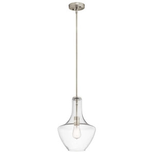 Kichler Everly Pendant 1Lt 10.5x15.25 Brushed Nickel Clear Seeded 42141Nics - All