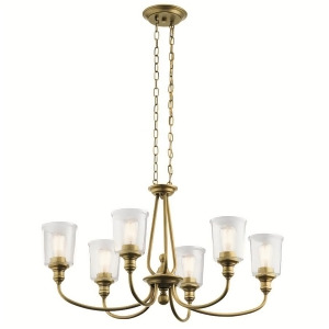Kichler Waverly Oval Chandelier 6Lt Natural Brass Clear Seeded 43947Nbr - All