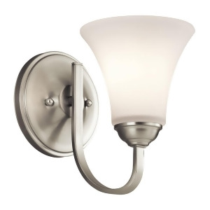 Kichler Keiran Wall Sconce 1Lt Brushed Nickel Satin Etched White 45504Ni - All