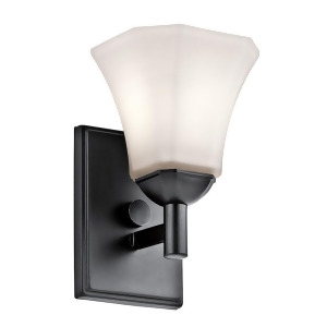 Kichler Serina Wall Sconce 1Lt Black Satin Etched With White Inside 45731Bk - All