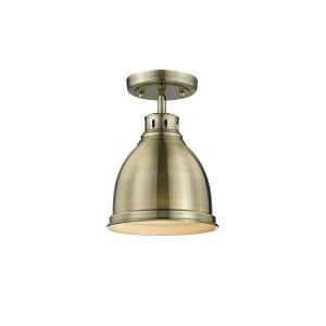 Golden Duncan 1 Light Flush Mount Aged Brass Aged Brass Shade 3602-Fmab-ab - All