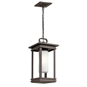 Kichler South Hope Outdoor Pendant 1Lt Rub Bronze Satin Etched Opal 49493Rz - All