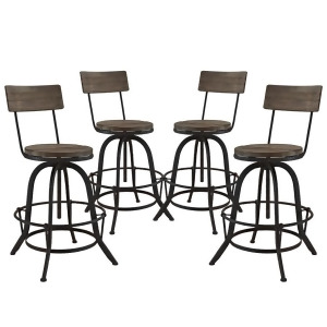 Modway Furniture Procure Bar Stool Set of 4 Brown Eei-1609-brn-set - All