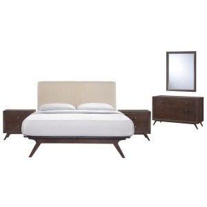 Modway Tracy 5 Pc Queen Bed Set w/2 Nightstds Capp Beige Mod-5265-cap-bei-set - All
