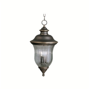 Kichler Sausalito Outdoor Pendant 3Lt Olde Bronze Clear Ribbed Optic 9832Oz - All