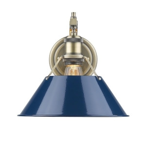 Golden Orwell 1 Light Wall Sconce Aged Brass Navy Blue Shade 3306-1Wab-nvy - All