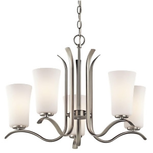 Kichler Armida Chandelier 5Lt Brushed Nickel Satin Etched White 43074Ni - All