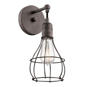 Kichler Industrial Cage Wall Sconce 1Lt Weathered Zinc 43603Wzc - All