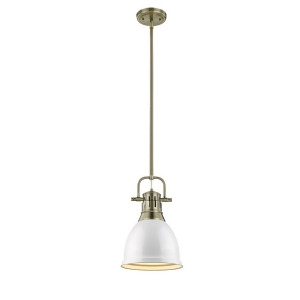 Golden Duncan 1 Lt Small Pendant with Rod Aged Brass White Shade 3604-Sab-wh - All