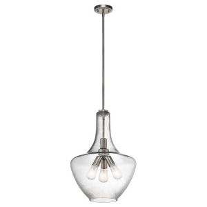Kichler Everly Pendant 3Lt Brushed Nickel Clear Seeded 42190Ni - All
