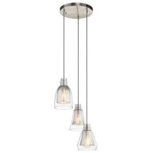 Kichler Evie Pendant 3Lt Brushed Nickel Clear Outer Mercury Inner 43627Ni - All
