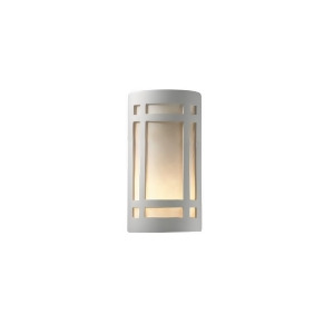 Justice Design Ambiance Lrg Ada Craftsman Sconce Open Top/Bot Bisq Wht Incan - All