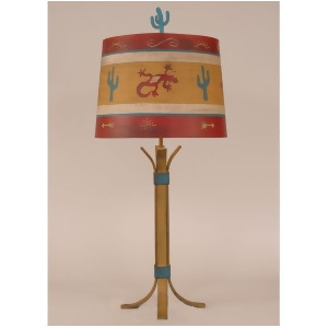Coast Lamp Rustic Table Lamp w/4-Legs Collar Honey Streak w/Teal 12-R47c - All