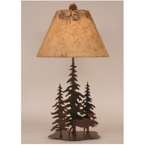Coast Lamp Rustic Living Iron Pine Trees w/Moose Lamp Rust Streaked 12-R8c - All