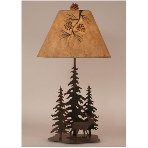 Coast Lamp Rustic Living Iron Pine Trees w/Deer Lamp Rust Streaked 12-R9d - All