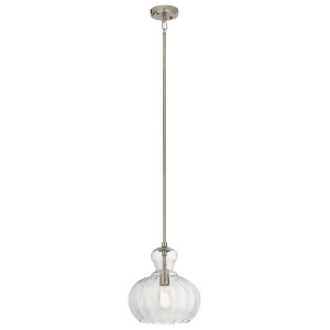 Kichler Riviera Pendant 1Lt 11.5x13 Brushed Nickel Clear Ribbed 43955Ni - All