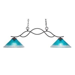 Toltec Revo 2 Light Island Light Dark Granite / Teal Crystal Glass 342-Dg-448 - All