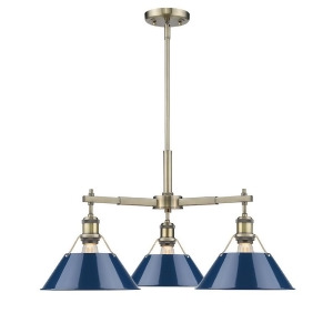 Golden Orwell 3 Lt Nook Chandelier Aged Brass Navy Blue Shade 3306-D3ab-nvy - All