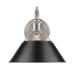 Golden Lighting Orwell 1 Light Wall Sconce Pewter Black Shade 3306-1Wpw-blk - All