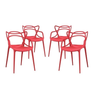 Modway Furniture Entangled Dining Set Set of 4 Red Eei-2348-red-set - All