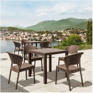 Compamia Daytona Wickerlook Square 5 Pc Dining Set Brown Isp8181s-br - All