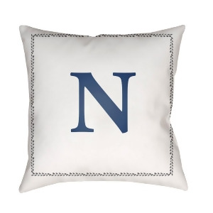 Initials by Surya Poly Fill Pillow White/Blue 18 x 18 Int014-1818 - All
