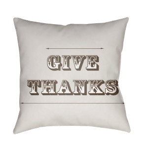 Thanks by Surya Poly Fill Pillow White/Brown 18 x 18 Giv001-1818 - All