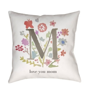 Love You Mom by Surya Pillow Neutral/Gray/Red 18 x 18 Wmom023-1818 - All